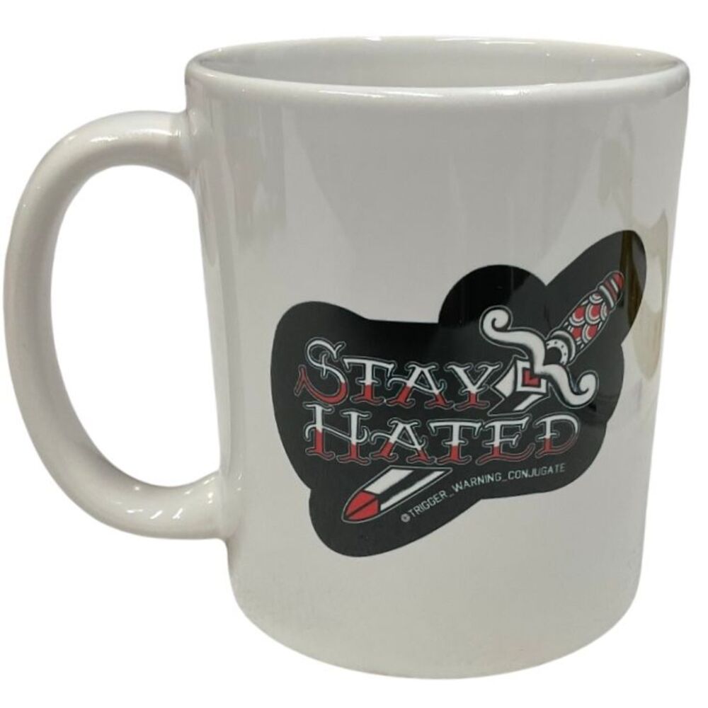 Stay Hated White Ceramic Coffee Mug with Gothic Design Collectible Novelty Cup